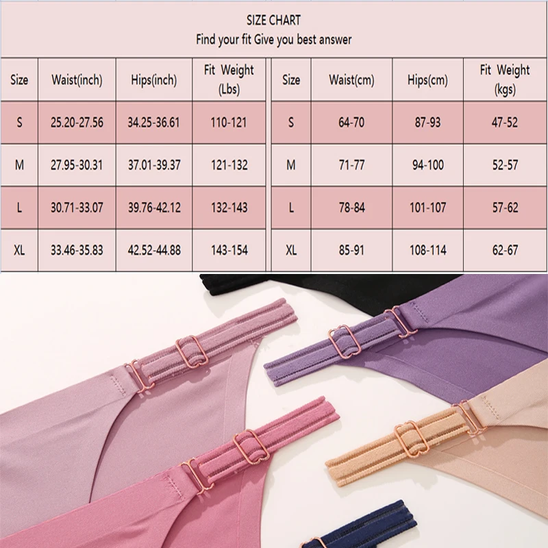 2PCS/Set Women Seamless Panties Sexy Low Waist  Adjustable Strap Briefs Female Solid Color Underwear Ladies Intimates Lingerie