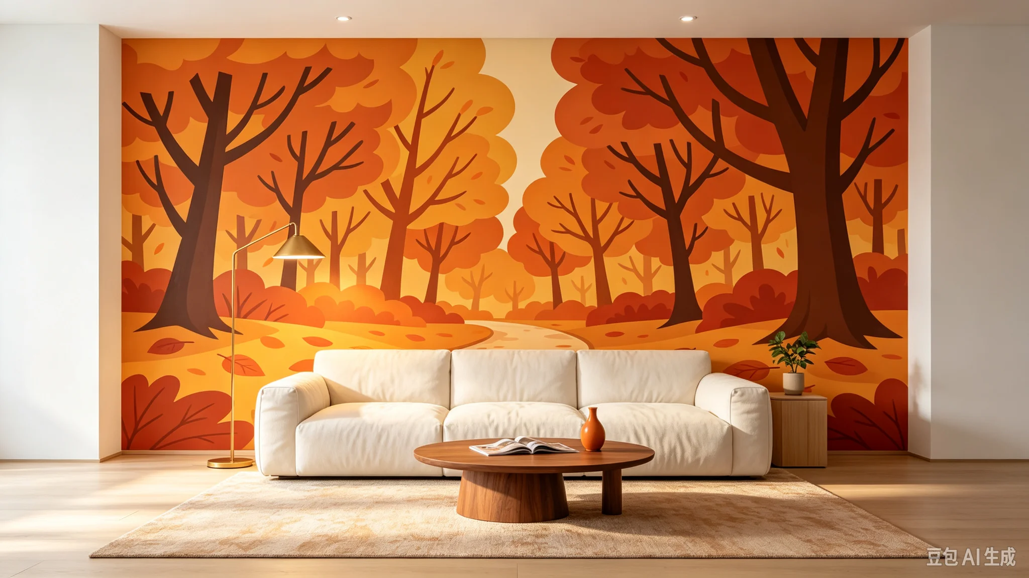 Golden Avenue Autumn Wall Mural  Wallpaper Fall Trees Path Nature Scenery Wall Sticker Living Room Bedroom Home Decor 3d murals