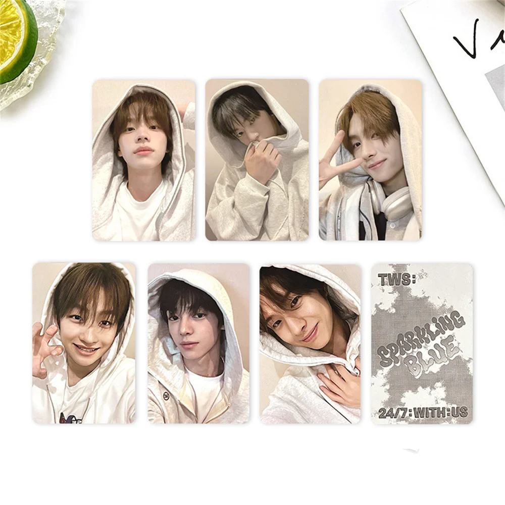 

6pcs/Set TWS Sparkling Blue Album Photocards High Quality HD Photo Double Sides Korean Style Small Card Fans Collection Gift