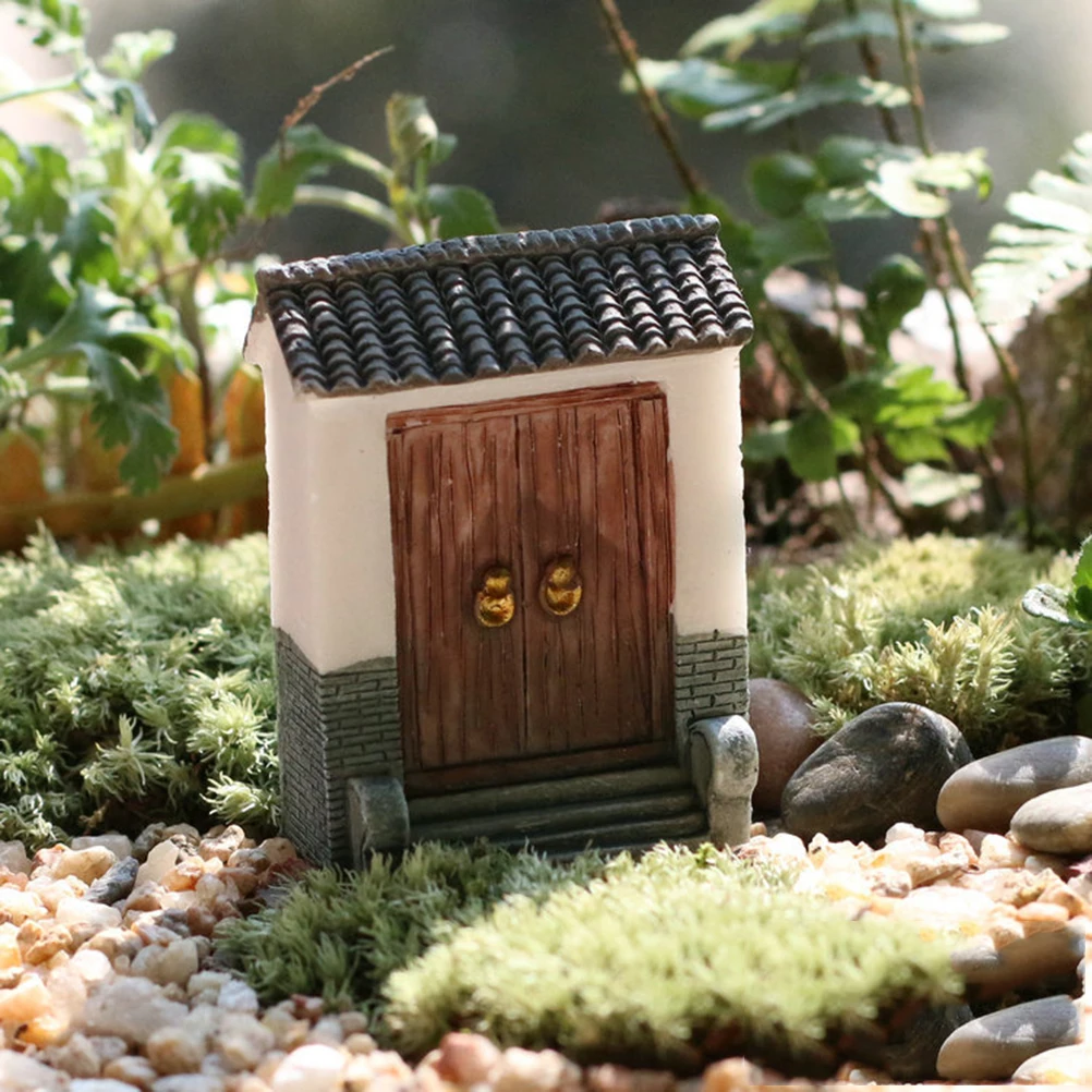 

4Pcs Mini Resin Brick Door Elegant Micro Landscape Ornament Home Decor Durable Safe Use Matching Occasions Small