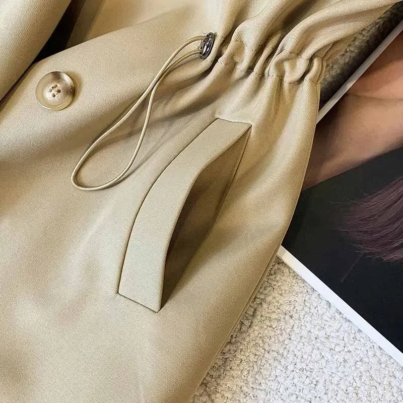 Women Medium Long Styles Windbreaker Coat New Ladies Long Sleeves Lined Outwear Spring Autumn Female Solid Color Trench Jacket