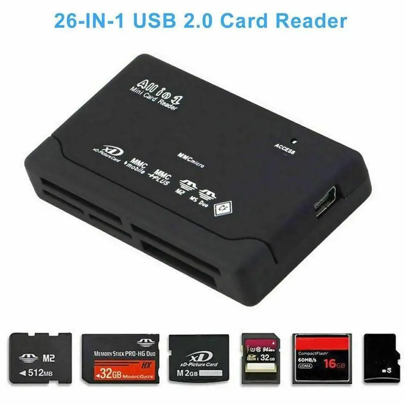 6 in 1 Memory Card Reader for SD Micro SD CF XD MS Pro M2 Card Reader Universal USB Adapter for Windows 11 10 8 7 Mac OS PC