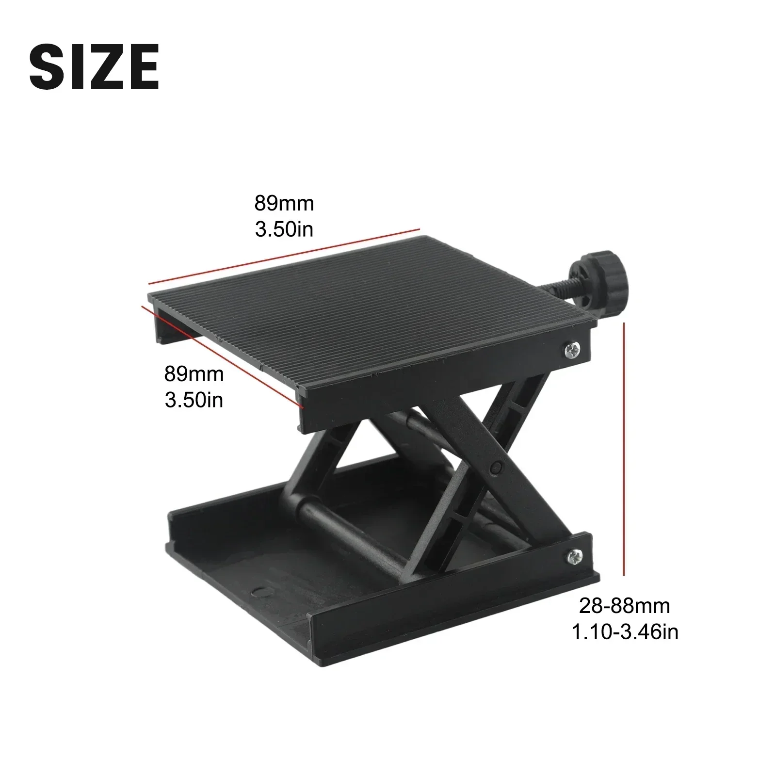 Aluminum & Plastic Lift Table For Small Equipment | Corrosion Resistant | 90x90x25mm Reduced Size | Adjustable Height 30 90mm