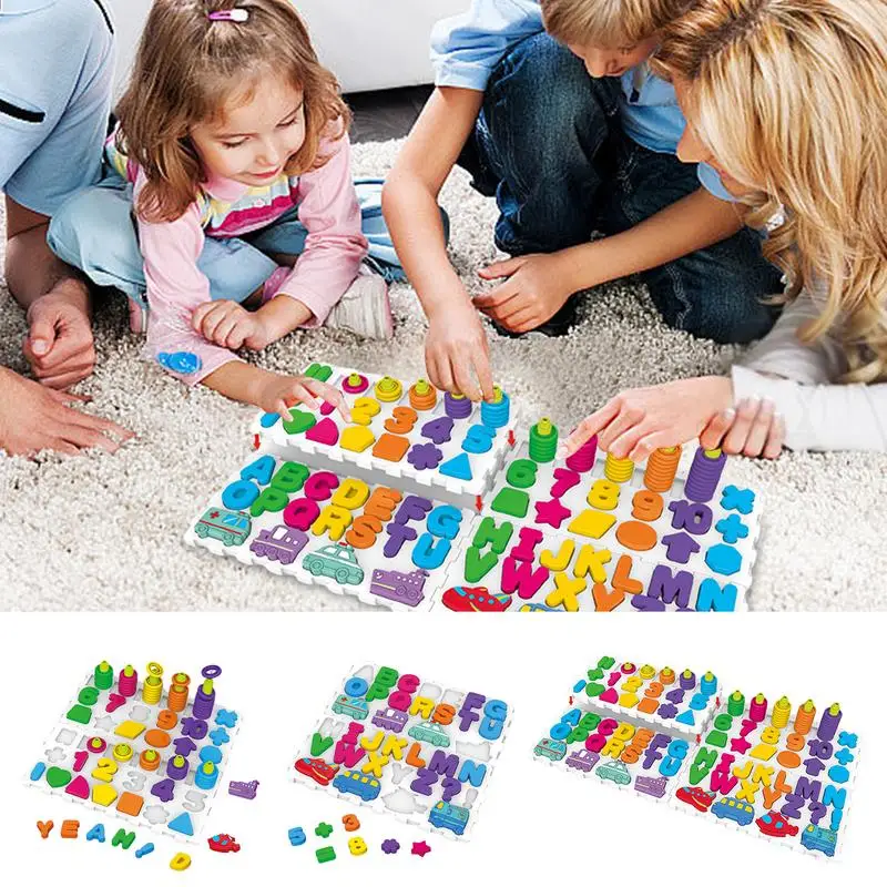 Jeu de lettres assorties en bois pour enfants, jeu de table de correspondance, forme et document, drôle, alphabet, numéro, héros, filles, garçons