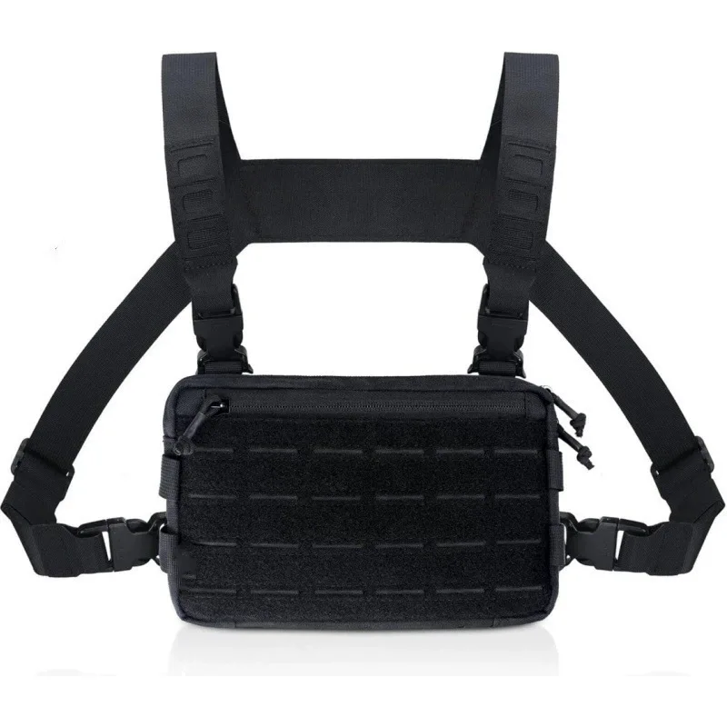 Image of Neue 1000D Nylon Herren Brusttasche EDC Verschleißfester Hip-Hop Streetwear Rucksack mit mehreren Taschen Nylon Reise-Brusttasche Camping