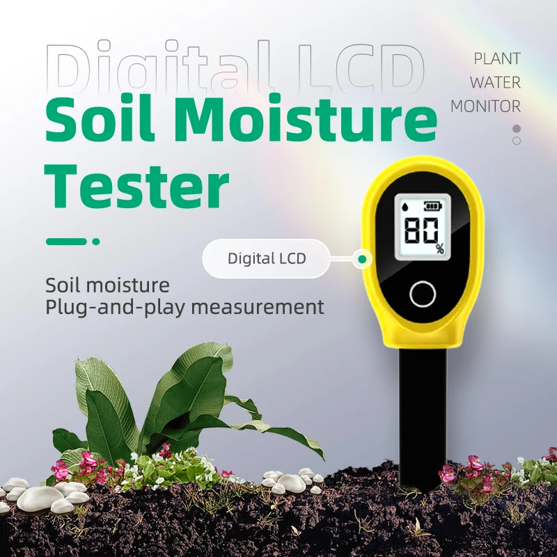 Digital LCD Soil Moisture Detector Tester Water Content Analyzer Meter Plant Water Monitor Indoor Outdoor - Accurate Analyzer