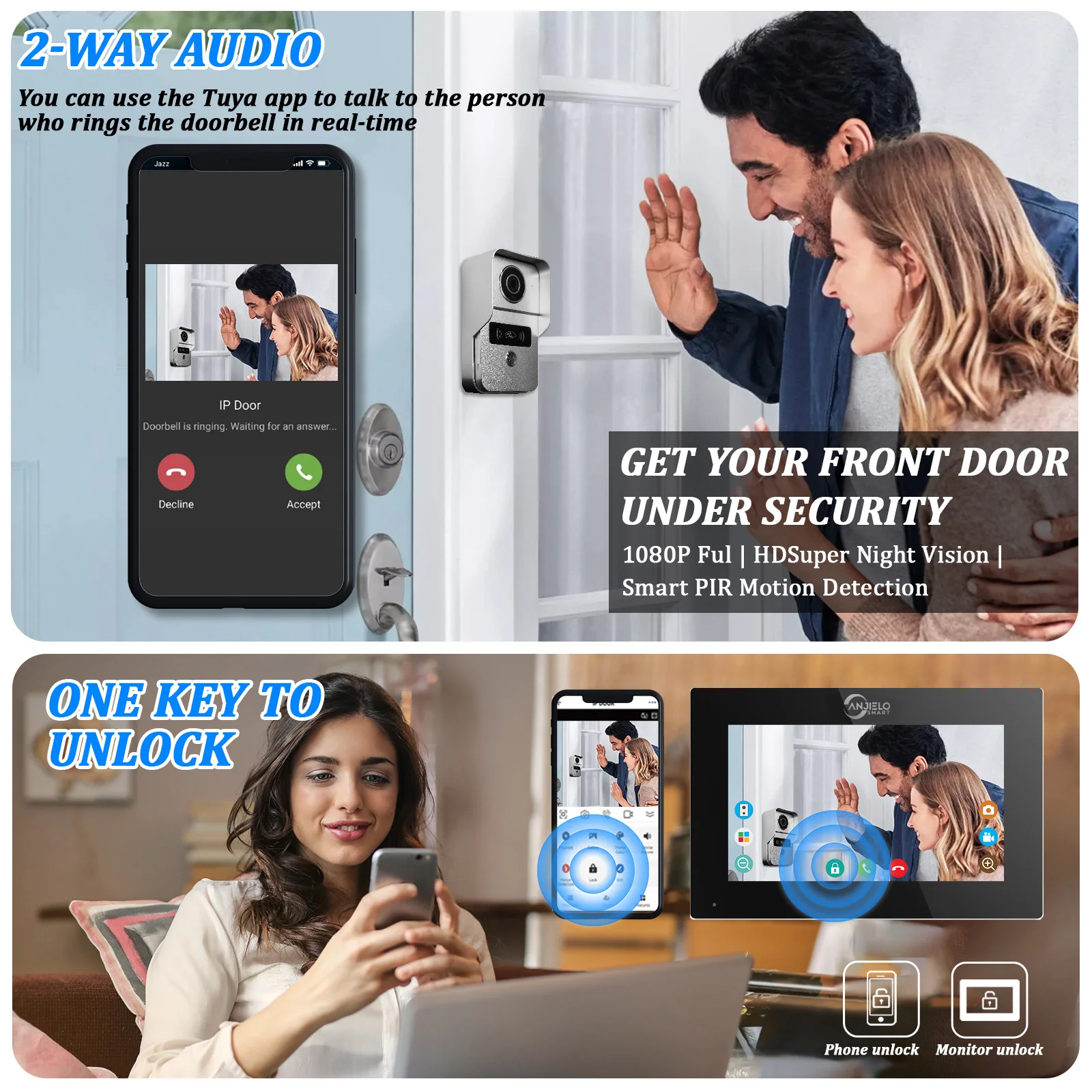 Video Intercom Kit for Apartment 1080p Video Door Phone Tuya Wifi 7/10 Inch Monitor Security Protection System 2MP Doorbell