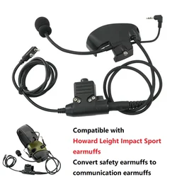 Hearing Protection Anti-Noise Headph Adapter Mic Kit for Howard Leight Impact Sport Electronic Earmuffs Airsoft Shooting Headset