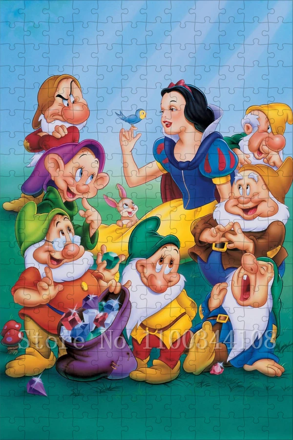 Snow White and The Seven Dwarfs Jigsaw Puzzles for Adulrs Dianey Cartoon 300/500/1000 Pieces Puzzles Stress Reloef Assemble Toys