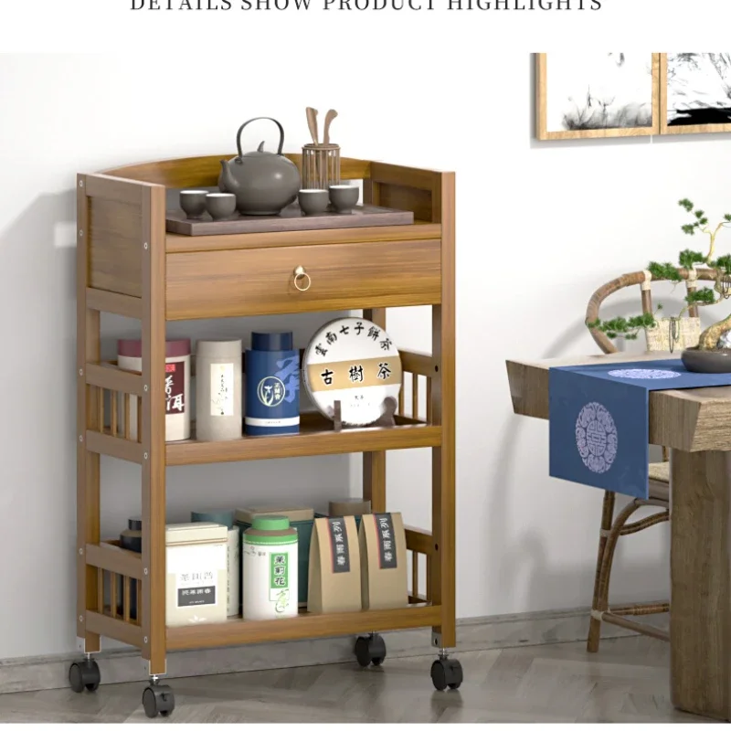 Multifunctional Living Room Center Table Drawer Design Bedside Table Universal Pulley Side Table
