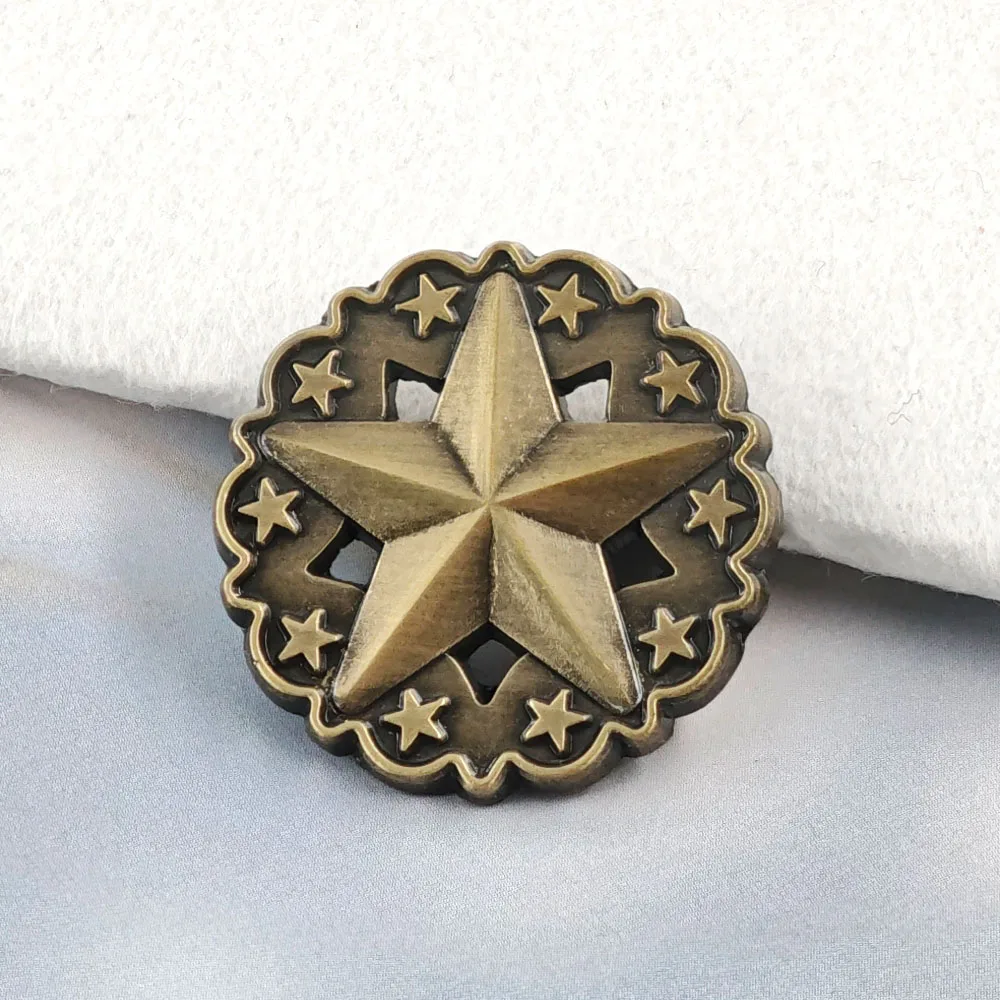 Vintage Texas Lone Star Brooch Antique Bronze Western Cowboy Enamel Pin Retro Metal Badge Hollow Out Pentagram Lapel Pin Gift