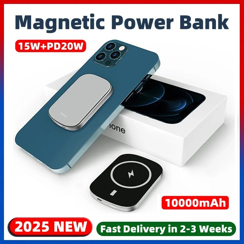 Power Bank nirkabel magnetik, untuk iPhone 16 15 14 13 12 11 Pro Max pengisi daya portabel untuk apple magsafe Powerbank baterai eksternal