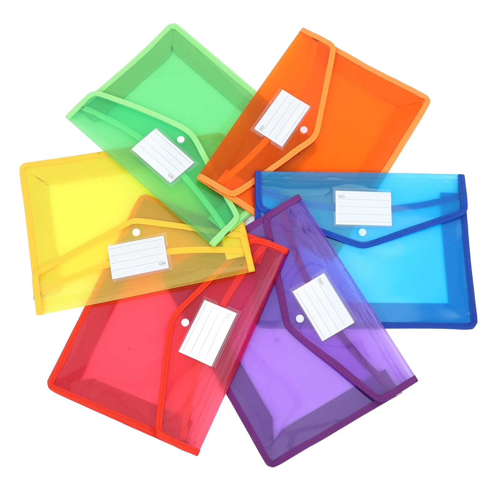 

6Pcs Clear Plastic File Folders A4 Size Waterproof Document Organizers Snap Closure Envelopes with Index Label