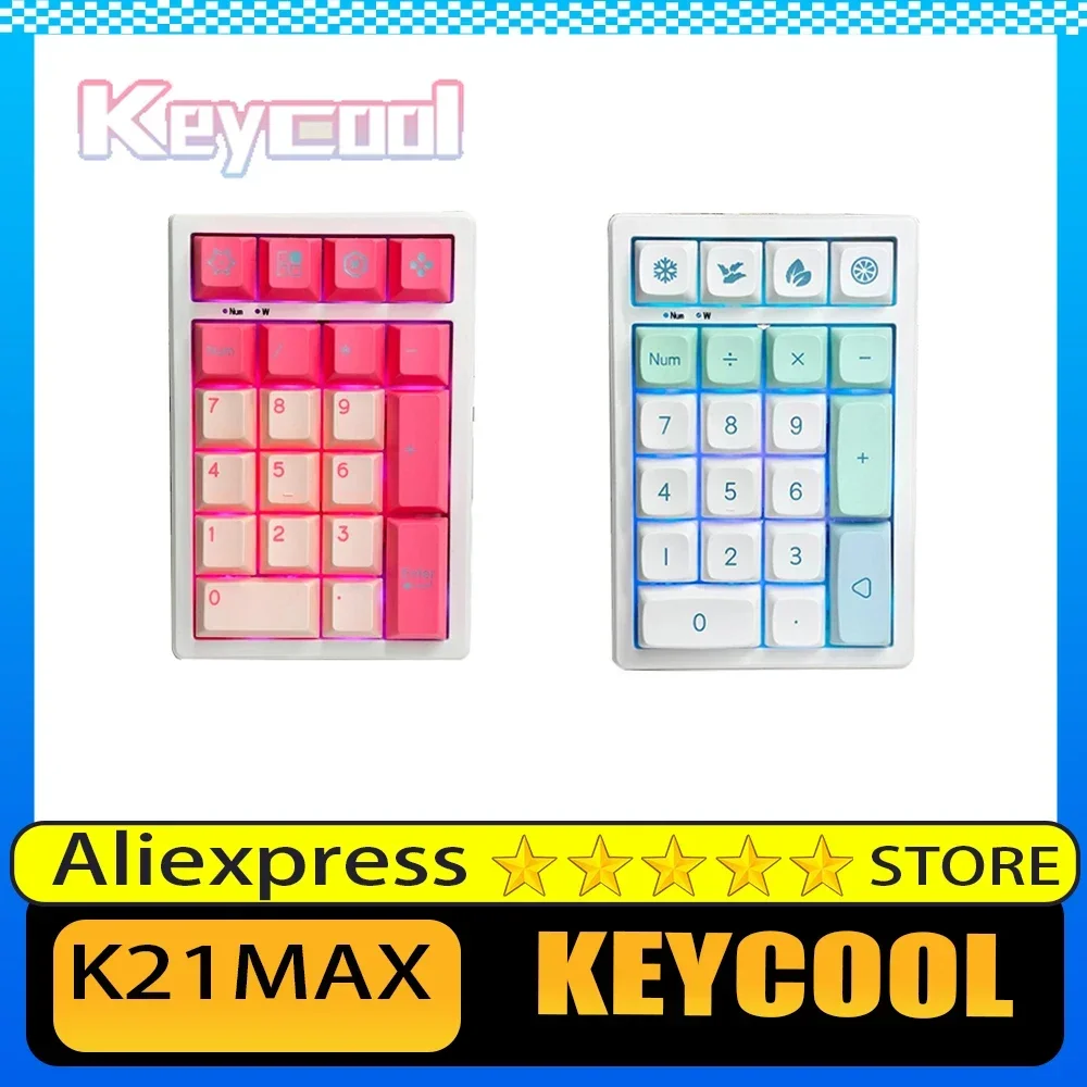 

Keycool K21MAX Механическая клавиатура из алюминиевого сплава, трехрежимная беспроводная мини-клавиатура Numpad RGB с возможностью горячей замены, эргономика, офисные подарки