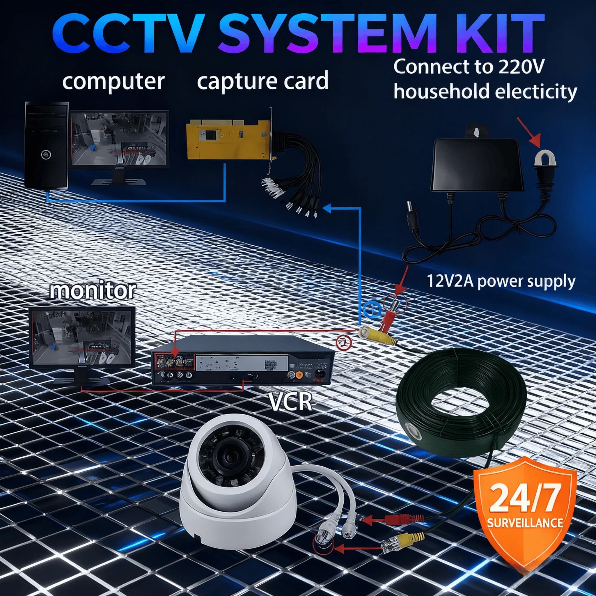 Winter CCTV 2-in-1 Cable - 5m–30m BNC Video+DC Power, Stable Long-Distance for Home/Shop Cameras