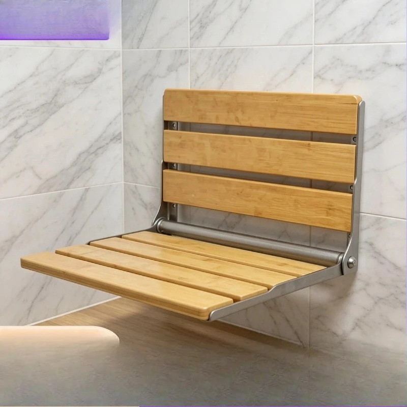 Stainless steel folding shower stool park rest area chair toilet universal wall-mounted non-slip raised bath stool
