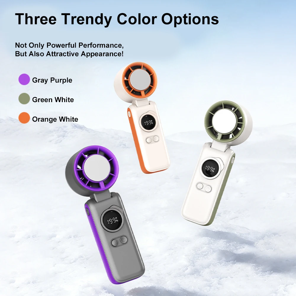 Ice Cooling Handheld Fan 100 Speeds Turbo Portable USB Desk Fan Foldable Hangable for Outdoor Fast Chill Ice Compress