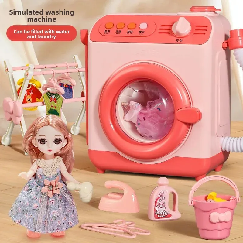 Mini Conjunto De Brinquedos De Limpeza, Simulação Série De Pequenos Eletrodomésticos, Pequena máquina de lavar roupa, Play House Doll