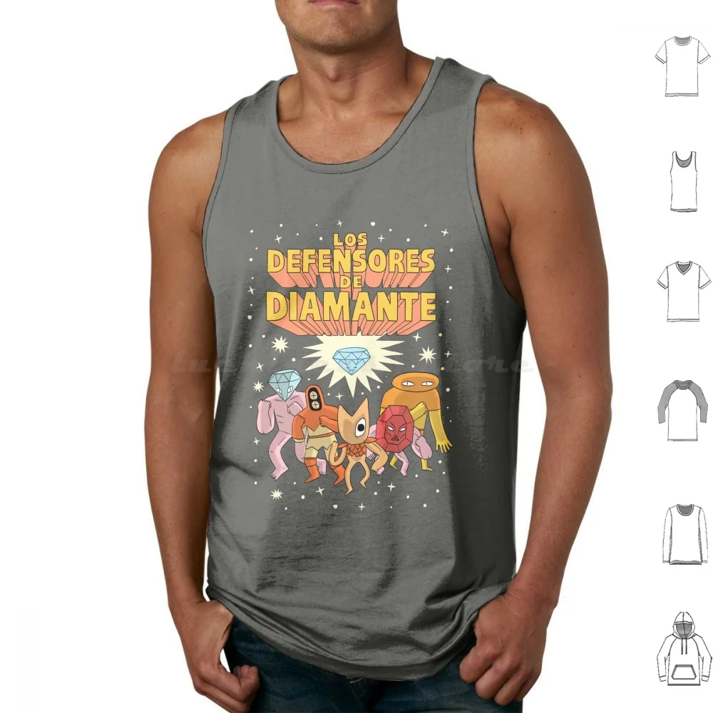 Los Defensores De Diamante Tank Tops Print Cotton Diamond Ufo People Comic Book Diamond Super Hero Hero Space