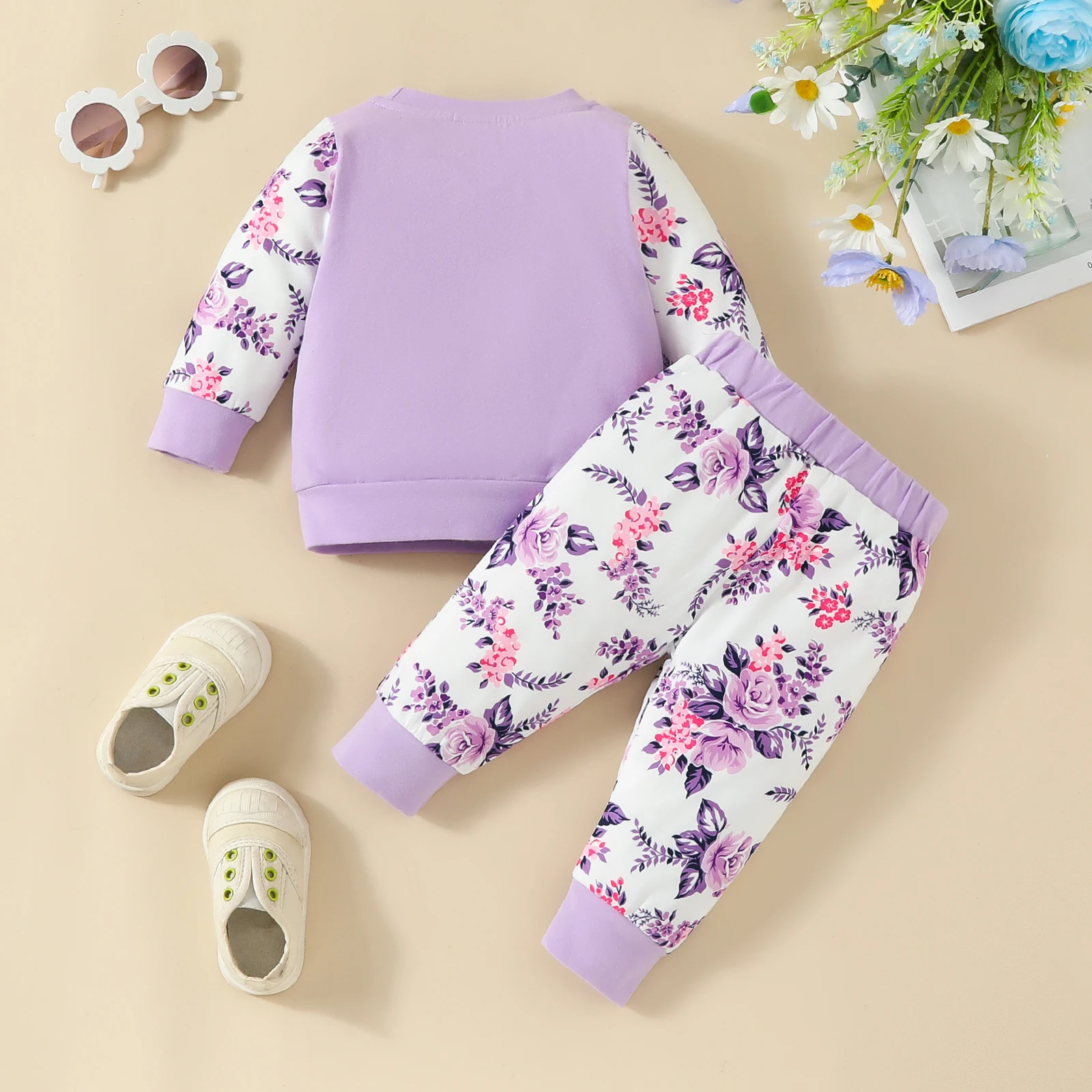 Adorable Letter Print Sweat  Long Sleeve Shirt & Pant 2Pcs Set for Baby Girls Infant Newborn Spring&Autumn Clothing