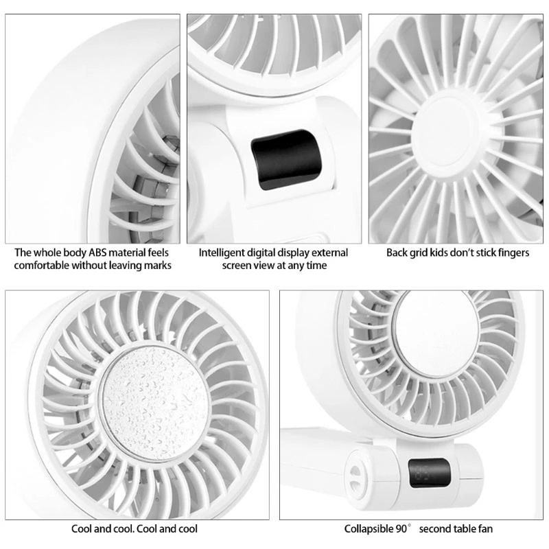 Quiet Handheld Fan 4000mAh Powerful Fan Quiet Fan Portable Fan ABS Texture Suitable for Bedroom Office and School Use