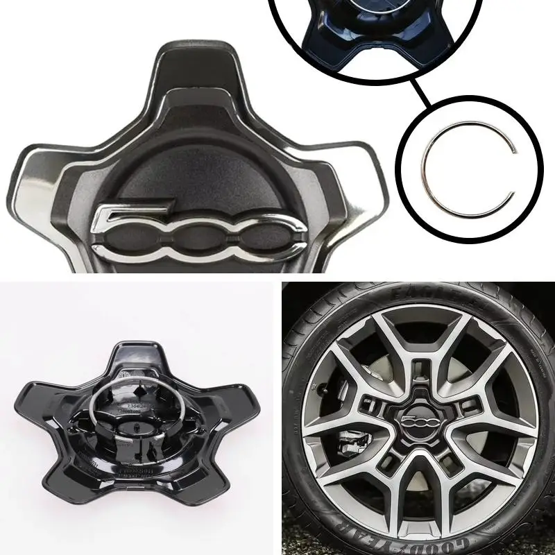16 Inch Silver Wheel Center Cap Dust Cover Replacement Parts For Fiat 500 500X 500L Panda Tipo Car Hub Cap Accessories 1/2/4Pcs