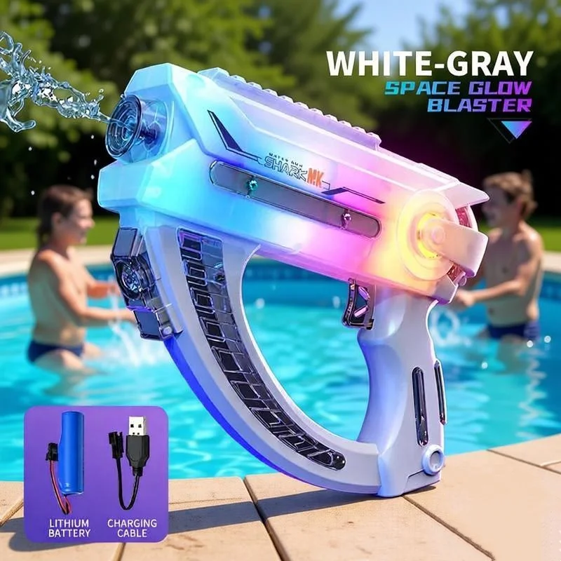 LED-Licht Elektrische Wasserpistole für Erwachsene Sommer Outdoor Pool Spielzeug für Kinder Automatische Kontinuierliche Leistungsstarke Spritz-Wasserpistole