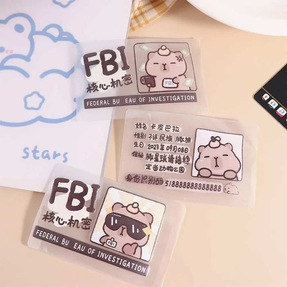 Fashion Capybara ID Card Sleeve Protective Cartoon Card Holder Cover Plastic Animal Photocard Holder Outdoor