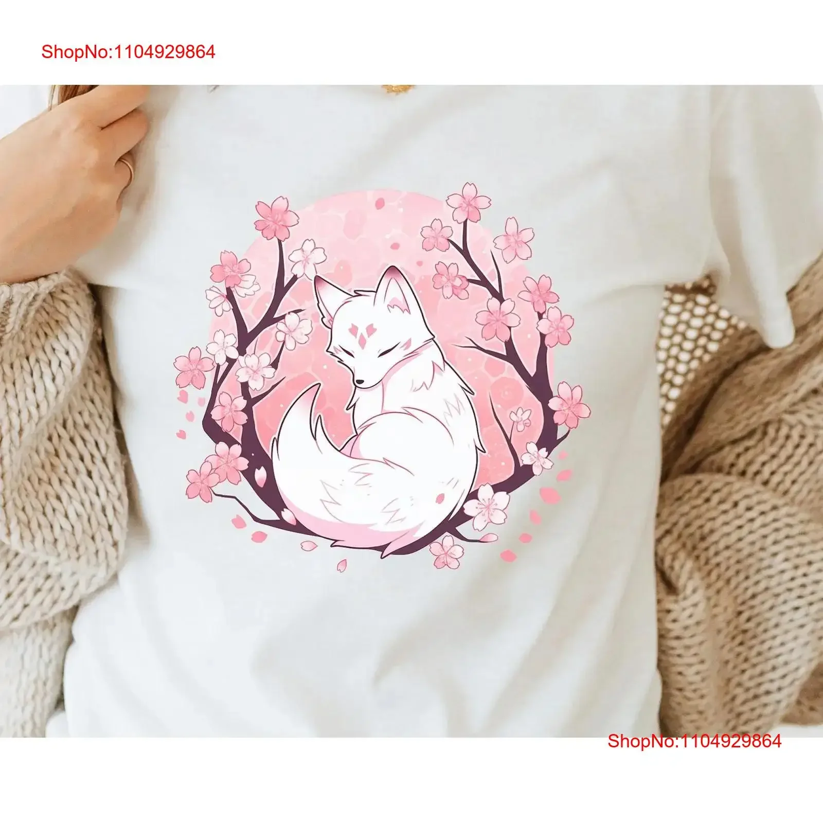 Sakura Blossom Spirit Fox camiseta Kitsune Cherry amante japonés vintage ropa de calle lavada ropa de diseñador gráfico transpirable
