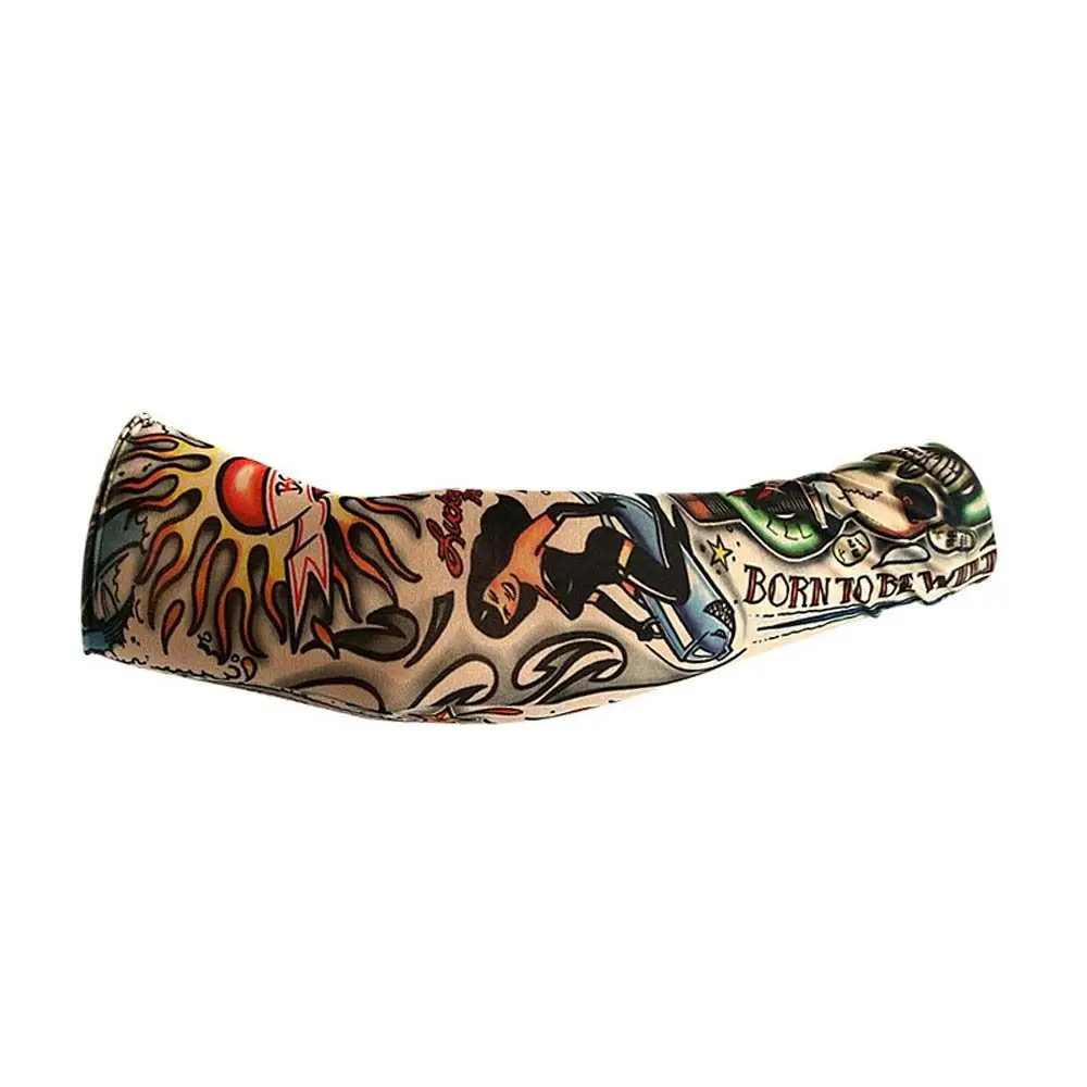 

Arm Covers Flower Arm Tattoo Sleeve UV Protection Arm Warmers Men Sunscreen Sleeve Flower Arm Pattern Sunscreen