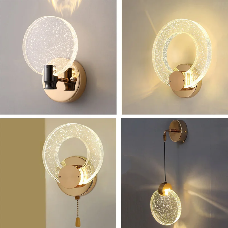 Nordic LED Bedside Pendant Lights Alloy+Crystal Hanging Lamps Living Dining Room Bedroom Stairwell Home Indoor Decor Luminaires