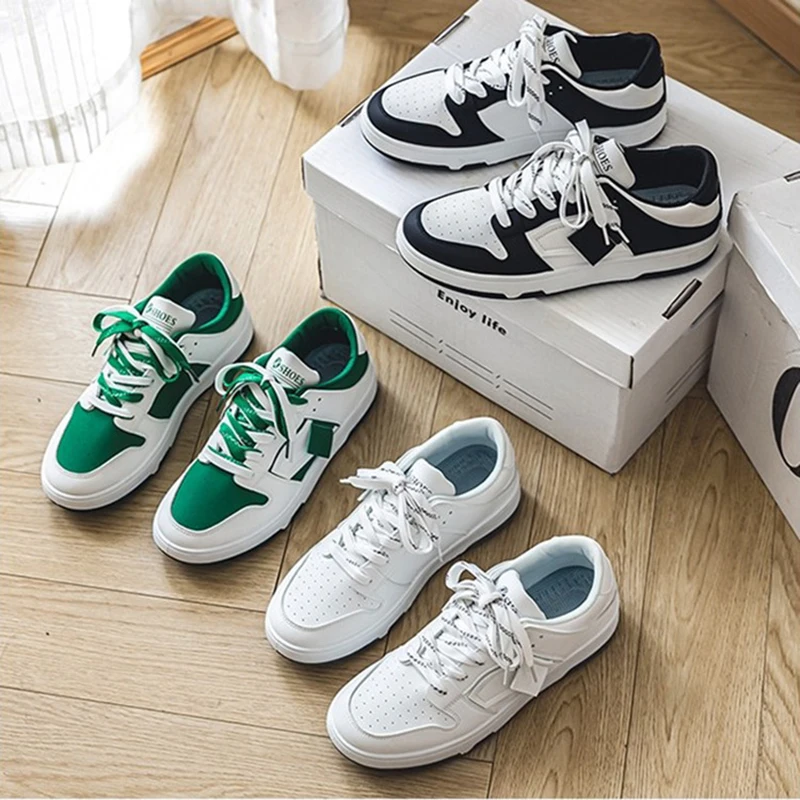 جديد 2025 أحذية رياضية كاجوال للرجال نعل سميك منخفض علوي قابل للتنفس مريح بمقدمة مستديرة كتلة ألوان نعل خارجي من المطاط الصناعي PU #2