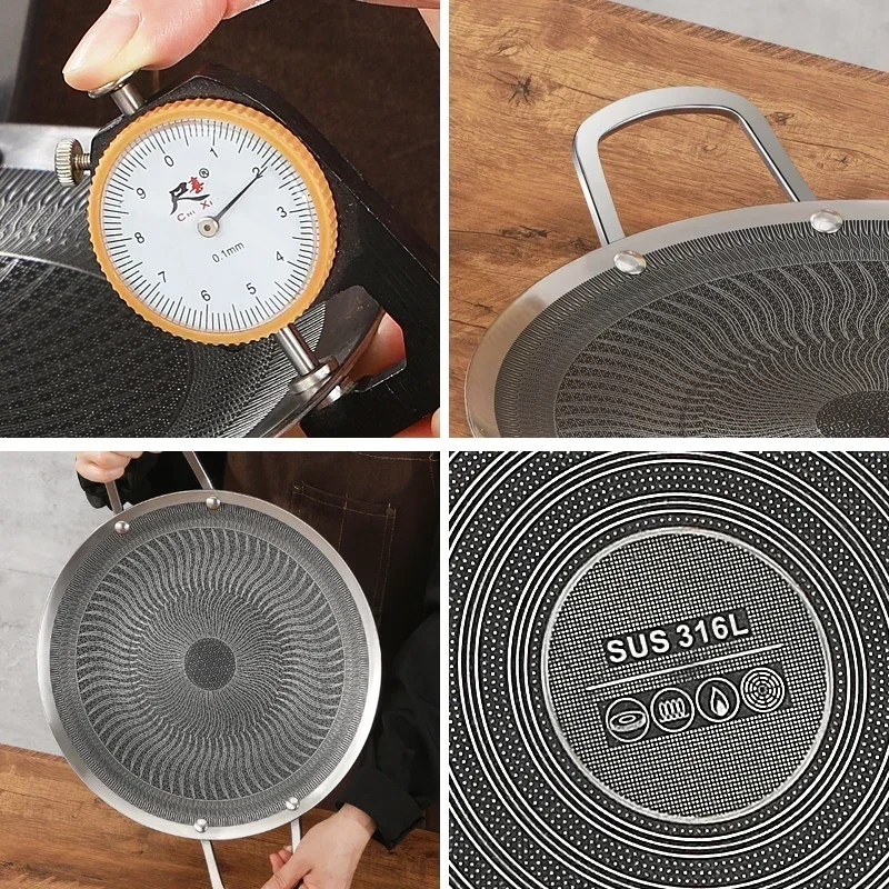 

Outdoor Camping Barbecue Grill Plate 316L Stainless Steel Cooking Plate BBQ Nonstick Frying Plate Thickened Bottom