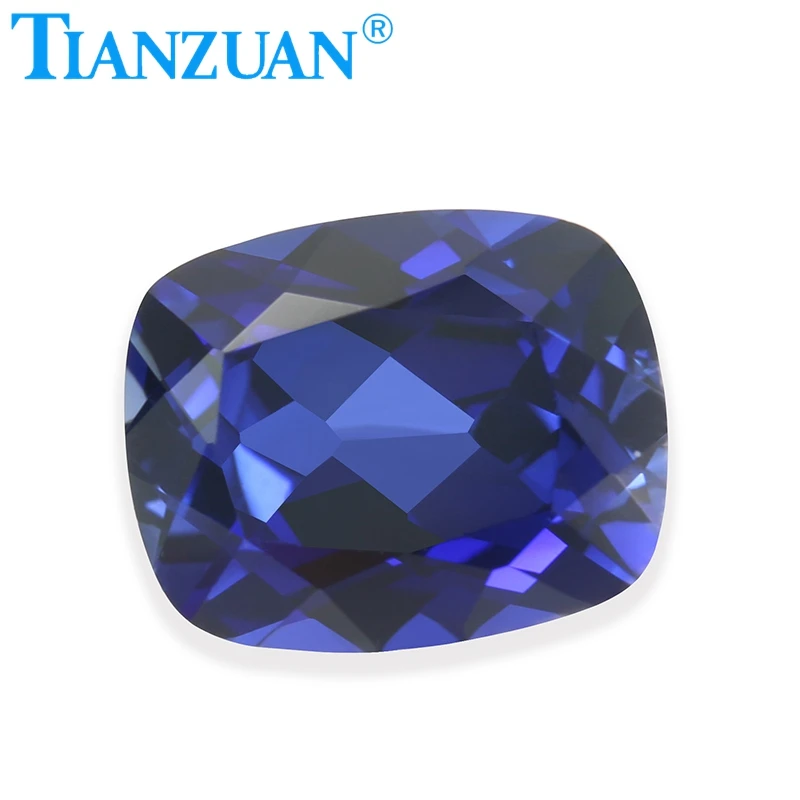 Synthetic Sapphire Antique Cushion Shape Natural Cut Blue Color Artificial Corundum Clear Loose Stone for Jewelry Making