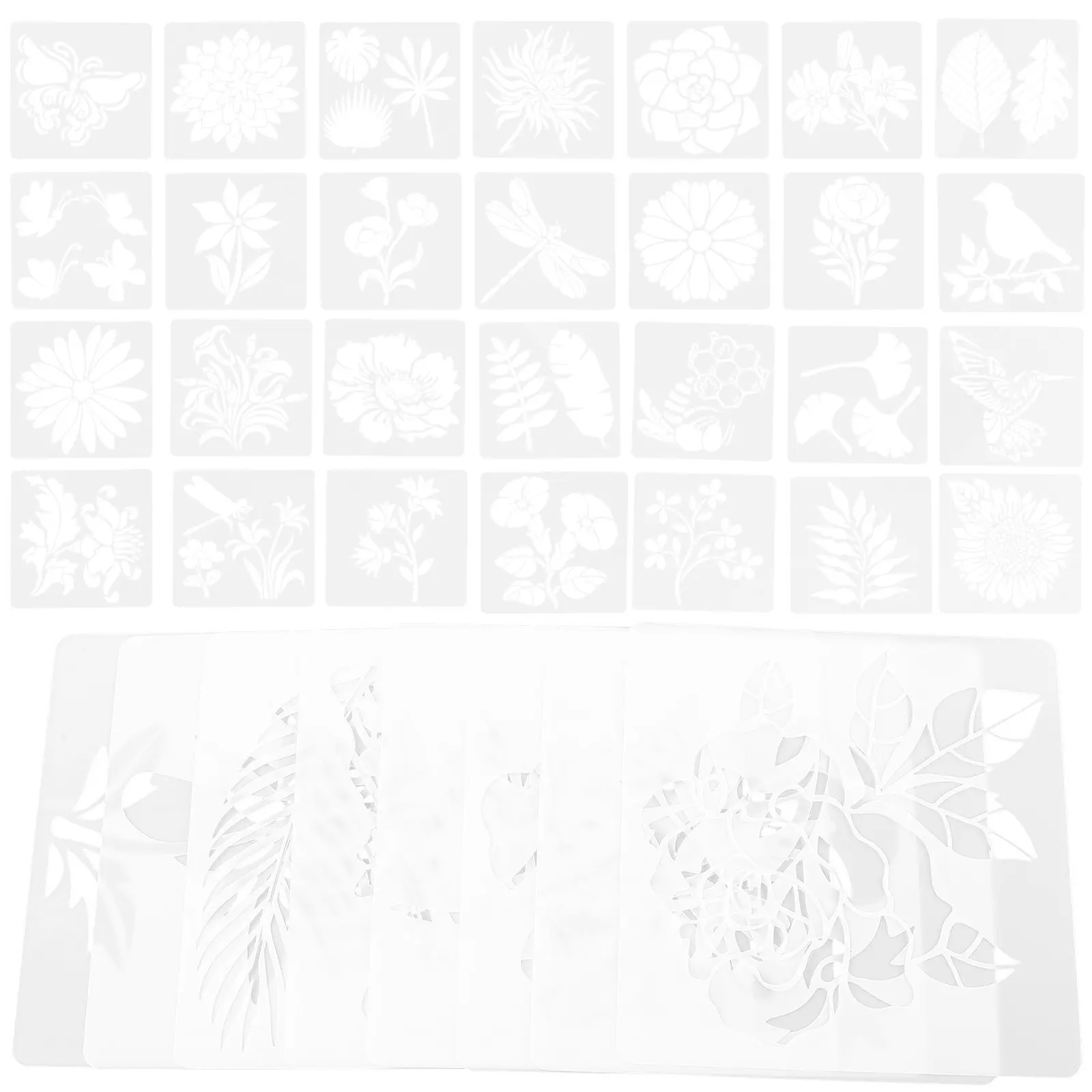 

36Pcs Painting Stencils for Beginners Floral Plants Butterfly Hollow-Out Plastic DIY Drawing Templates Reusable Wall Canvas