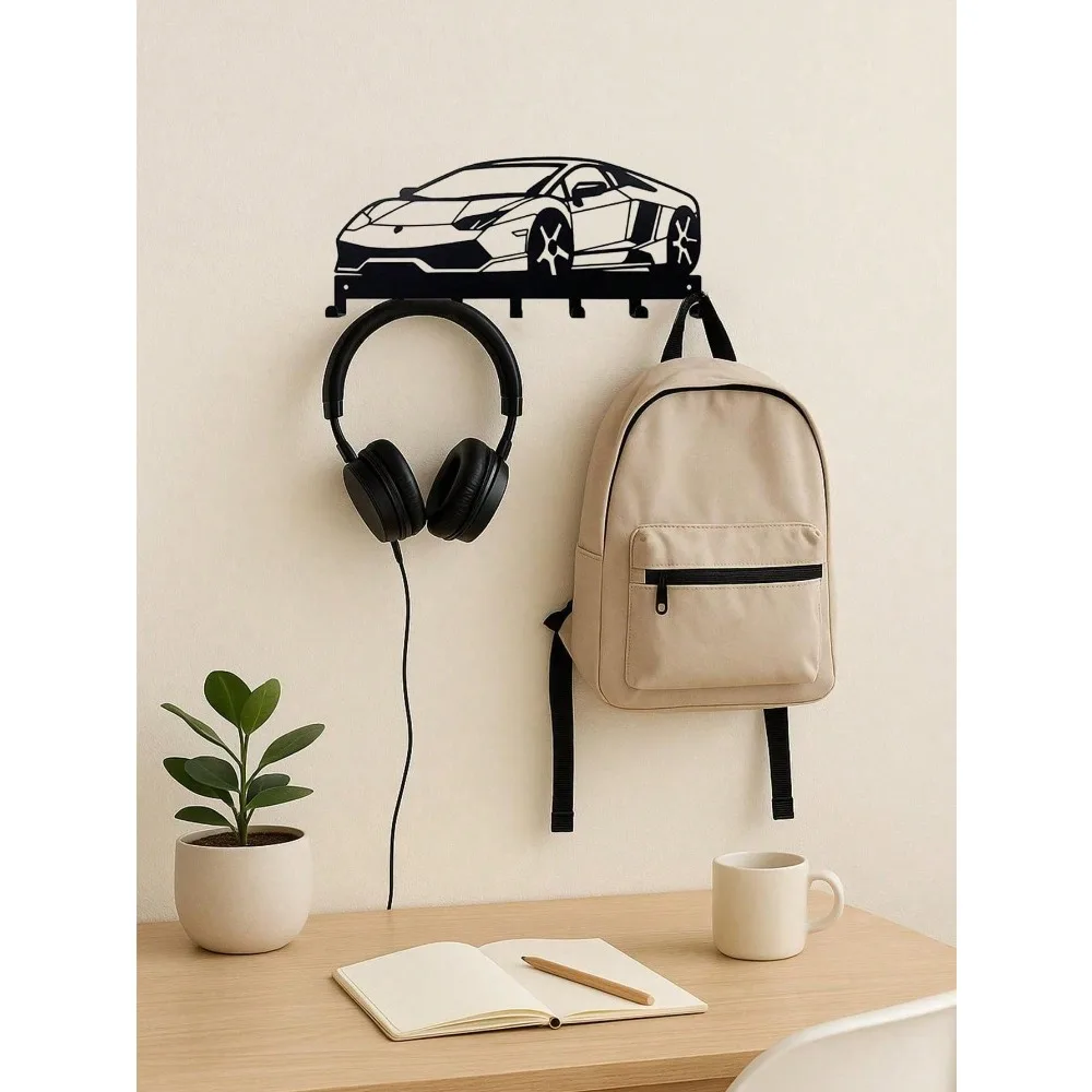 Modern Wall Key Holder 5 Hook, Entryway Organizer for Keys Mail Wallet Sunglasses, Minimalist Space Saving Home Decor