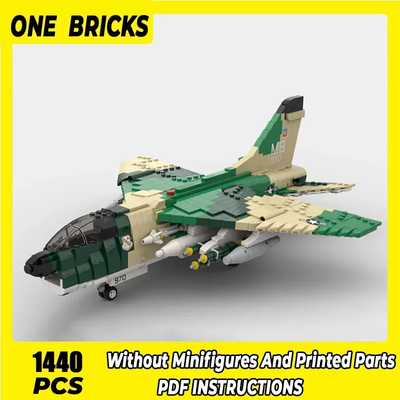 

Строительные блоки Moc, военная модель 1:35, модель A-7D Corsair II Fighter Technology, модульные блоки, подарки, рождественские игрушки, Наборы «сделай сам» в сборе