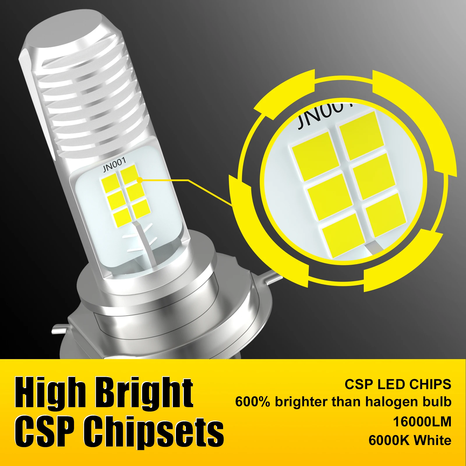 مصباح أمامي أبيض ليد للدراجات النارية ، شعاع هاي ولو ، دراجة نارية وسكوتر يعمل ، H4 ، H6 ، B20D ، P15D ، CSP ، 10000LM ، 12V ، 1