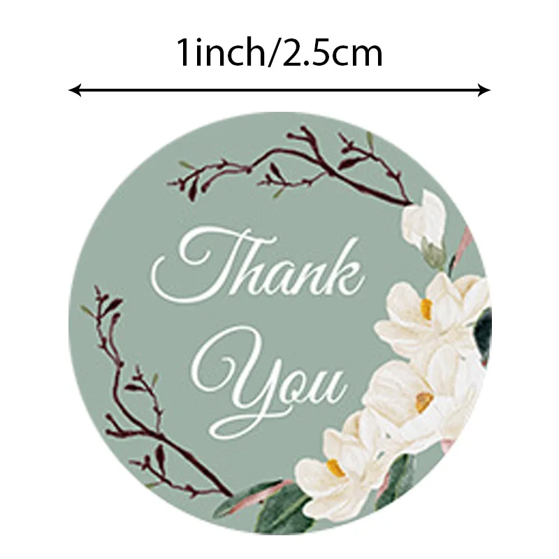 100-500PCS New Thank You Stickers for Business Small Flowers Packing Stickers Roll Rolling Stickers Home Made Sticker Pack