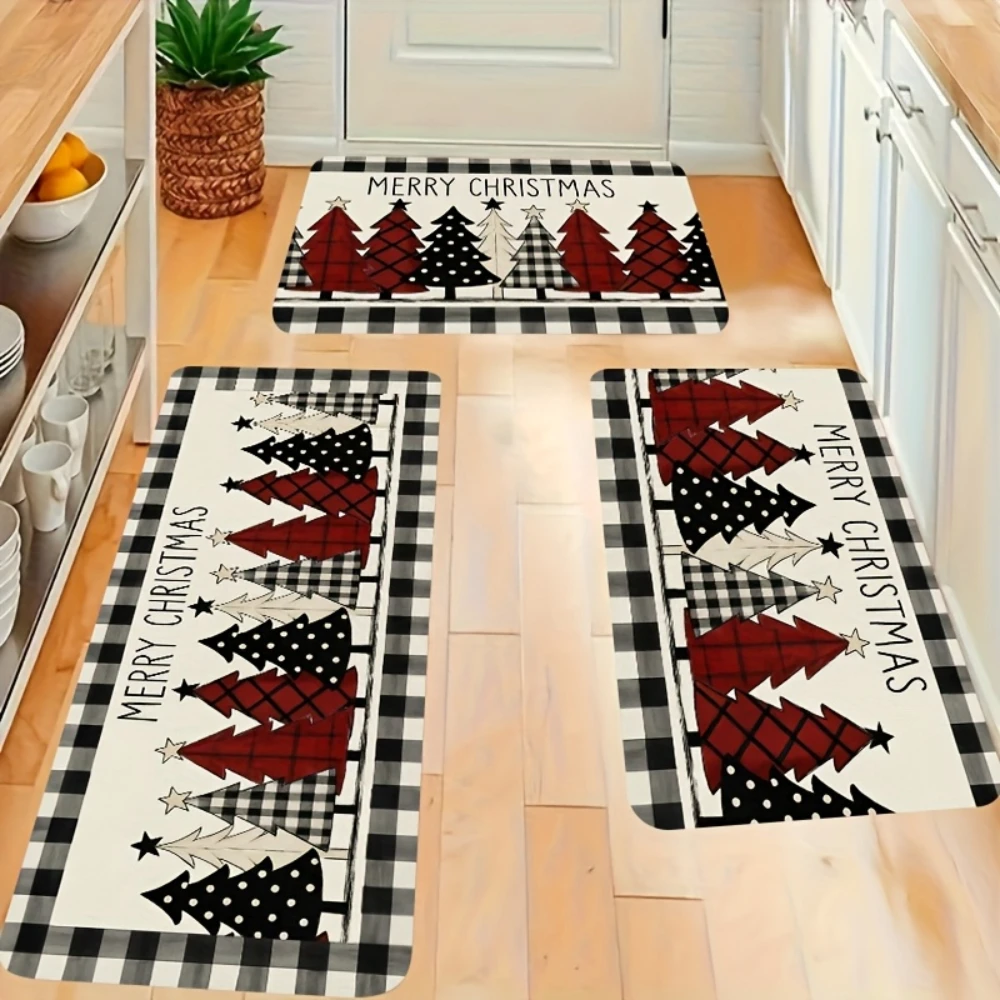 Merry Christmas Xmas Tree Bedroom Living Room Laundry Floor Mat Kitchen Runner Rug Entryway Area Rug 1/2/3pcs Set New Doormat