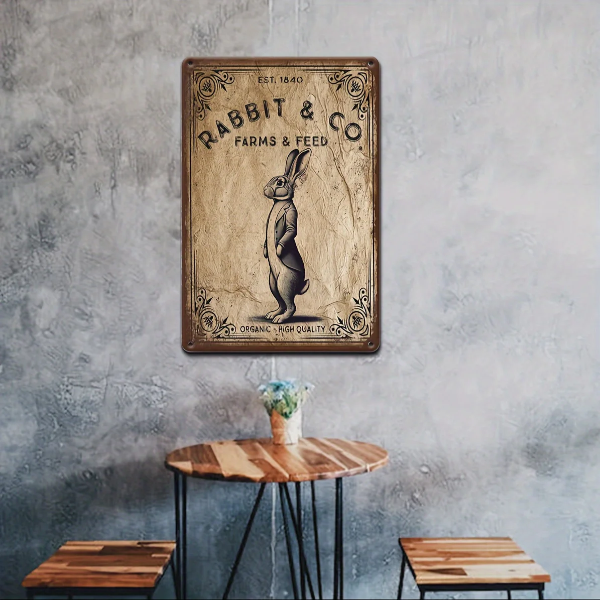 2D Flat, 1 Vintage Easter Bunny Metal Sign - 