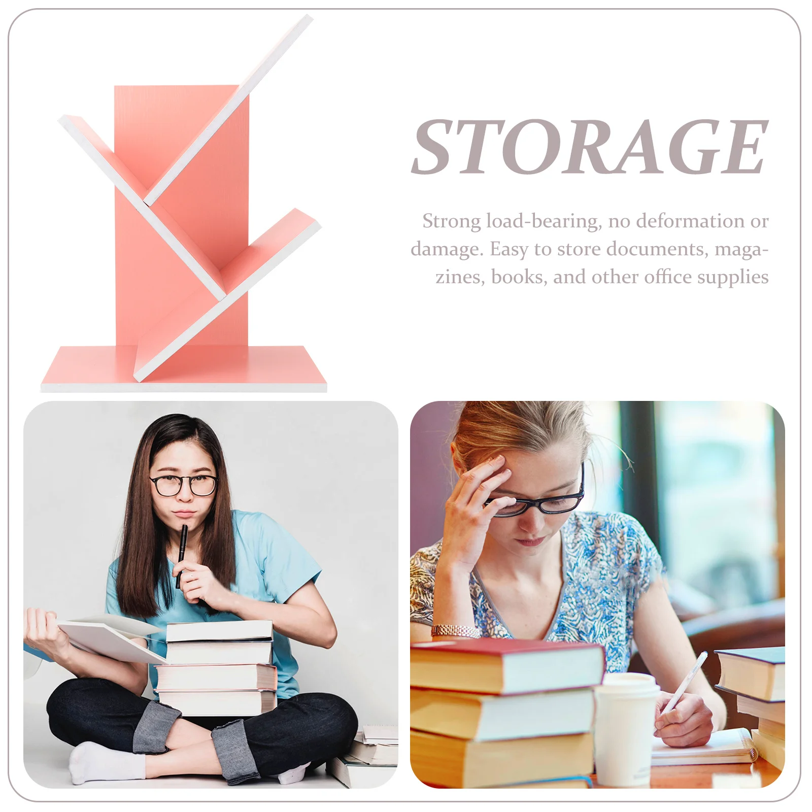 

Desktop Book Shelf Tree Design Storage Organizer Premium Wood Book Stand for Magazines Documents Compact Desk Bookcase