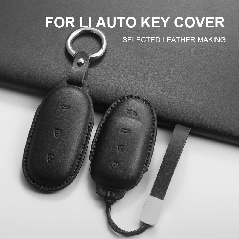 

Leather Car Smart Key Fob Case Cover For Leading Ideal Li Auto Lixiang One L9 L7 L8 L6 2022 2023 2024 2025 Keychain Accessories