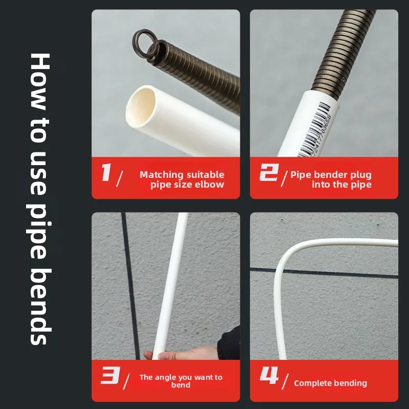 Ferramenta de dobra de mola de conduíte de PVC estendida e espessada Ferramenta de rosqueamento de eletricista de alta elasticidade de nível industrial 4 polegadas