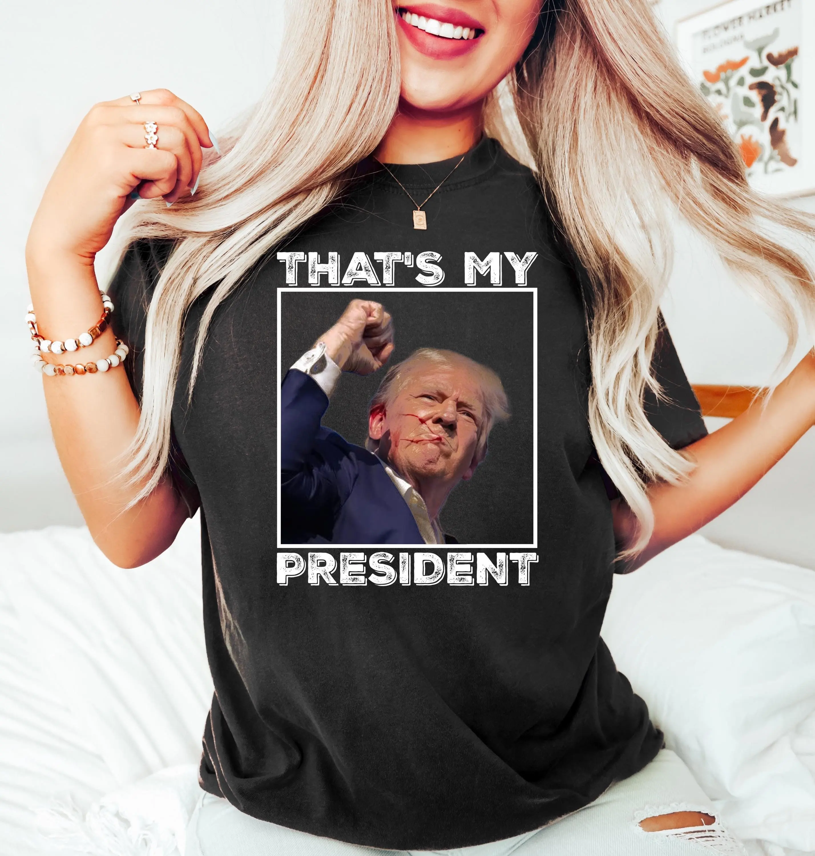 Assassination Attempt Donald Trump T Shirt Shooting That S My President One Nation Under God Bloody Ear