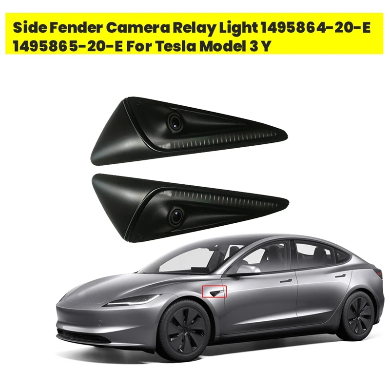 1Pair Side Fender Camera Relay Light 1495864-20-E 1495865-20-E For Tesla Model 3 Y 1495865-20-C Turn Signal Lamp Camera