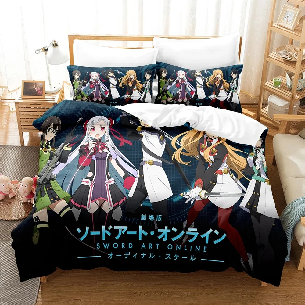 Anime Sword  Art Online Bedding Sets Japan Cartoon Bed Linen Polyester 3D Gift for Kids Twin Single Queen King Size Duvet Covers