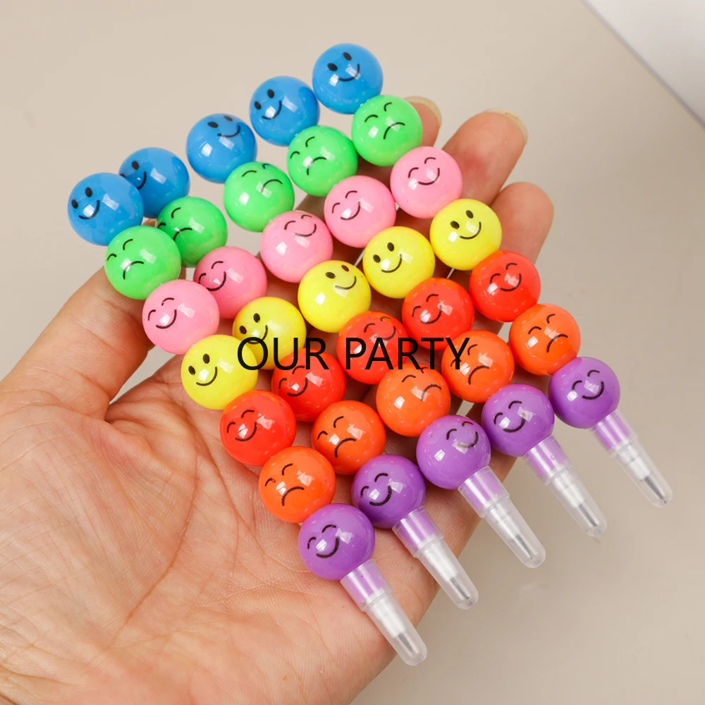 10pcs Cute Lollipop Smile Heart Block Painting Pencils for Kids Birthday Party Favors Pinata Goodie Bag Back To School Reward