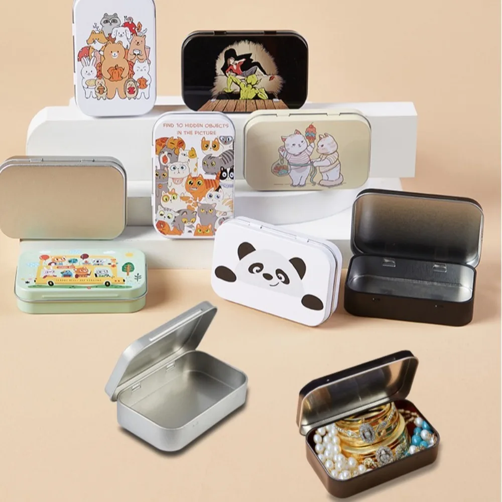 New Iron Photo Storage Box Cute Dustproof Tinplate Box 95*60*20mm with Cover Jewelry Storage Organizer Small Stationery