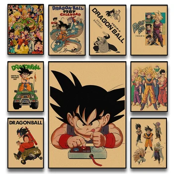 Japon Çevreleyen Anime Retro Dragon Ball Posteri Goku Gohan Vegeta Piccolo Friza Tuval Boyama Baskı Duvar Sanatı Çocuk Hediye